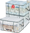 80L Clear Large Storage Bag, Clothes Storage Containers for Organizing Closet, Bedroom, Underbed, Comforters, Clothing, Blankets, Pillow, Foldable Organizer with Sturdy Handle and Zippers (3)