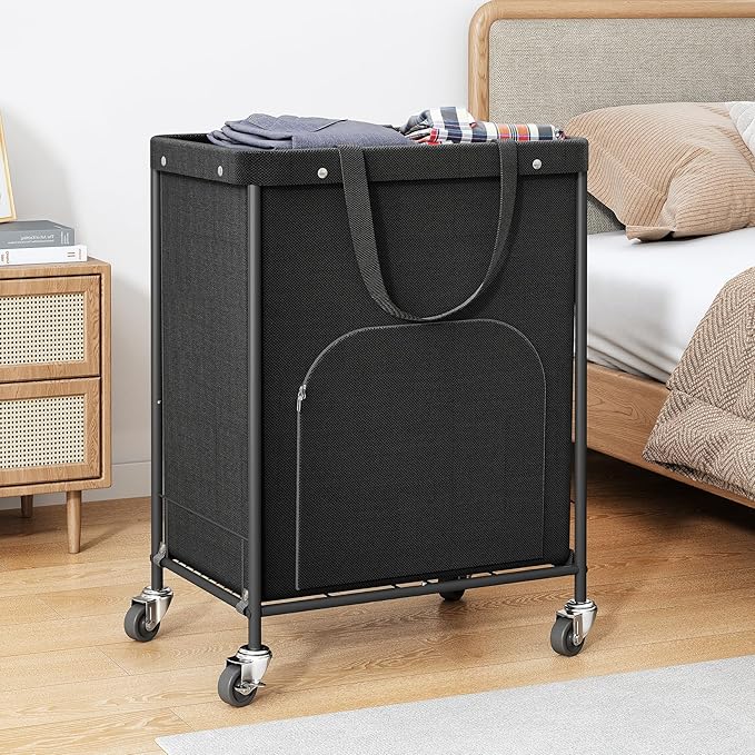 170L Large Laundry Basket with Wheels, Rolling Laundry Hamper Easy Access Clothing Minimizes Bending, Laundry Cart with 4 Silent Casters & Removable Bag for Bedroom, Bathroom, Laundry Room
