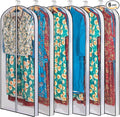 Clear Garment Storage with 4" Gusseted Hanging Covers - Durable, Transparent Protectors for Long Coats, Gowns, Dresses - 24"x 60"x 4" / 6 Pack