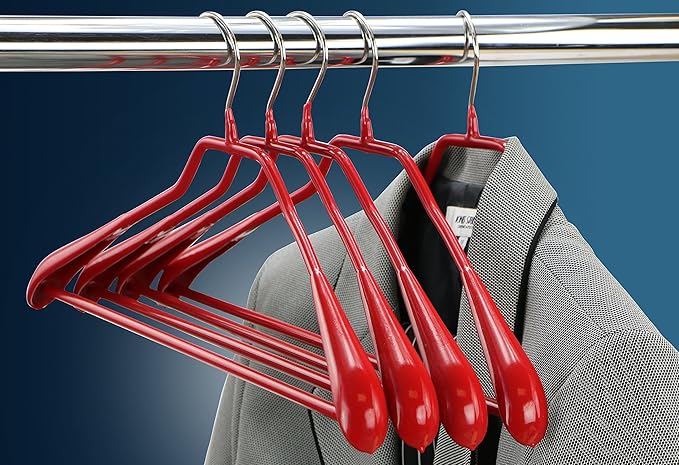 Mawa by Reston Lloyd BodyForm Series Non-Slip Space-Saving Clothes Hanger with Bar For Pants, 16 1/2", Style 42/LS, Set of 2, Red