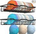 Nicetree Hat Rack for Wall - 2 Pack Metal Hat Organizer for Baseball Caps - Heavy Duty Wall Mounted Baseball Cap Organizer and Hat Storage for Closet Wall or Bedroom - Holds 48 Caps,Black