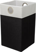 BirdRock Home Folding Cloth Laundry Hamper with Handles | Dirty Clothes Sorter | Easy Storage | Collapsible | Black and White