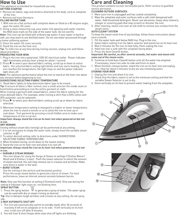 BLACK+DECKER Vitessa Advanced Steam Iron, IR2050