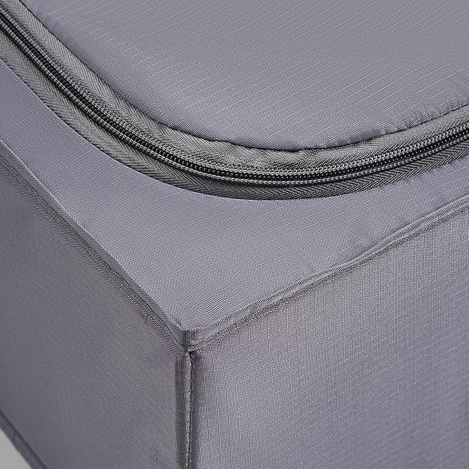 TYEERS Under Bed Storage Containers, Durable Fabric, Washable, Collapsible, Under Bed Storage Bins for Clothes, Blankets, Sheets, Shoes, 27.5x16.5x7 Inches, 4-Pack, Dark Grey