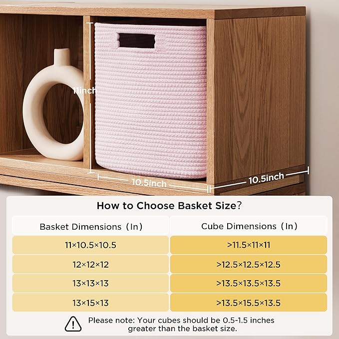UBBCARE Storage Cubes 11 Inch, Cotton Rope Woven Baskets for Organizing, Cube Storage Bin for Baby Nursery, 2-Pack Square Toy Storage Baskets for Shleves Organizer, Closet, Kidsroom, Pink
