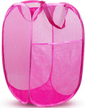 DUCOO Pop Up Hamper, 1 PCS Mesh Pop Up Laundry Hamper, Foldable Mesh Laundry Basket with Space-Saving Design for Home, Dorm, Travel & Storage - Pink
