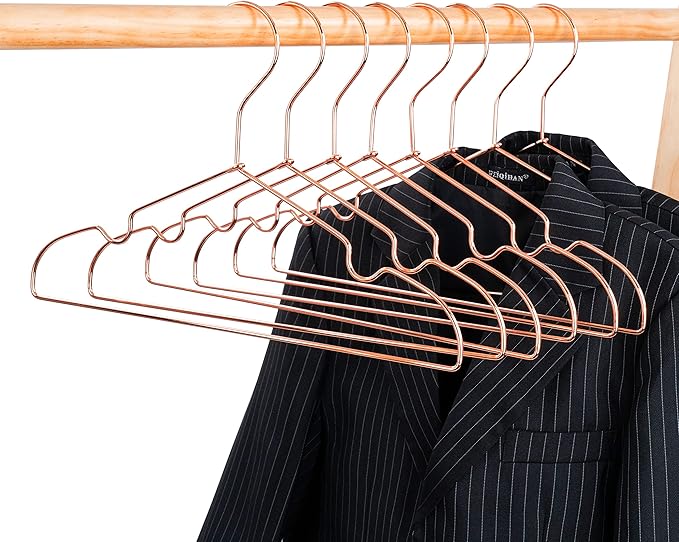 10Pack Koobay 13" Non Slip Rose Gold Wire Top Children Clothes Suit Coat Metal Hanger