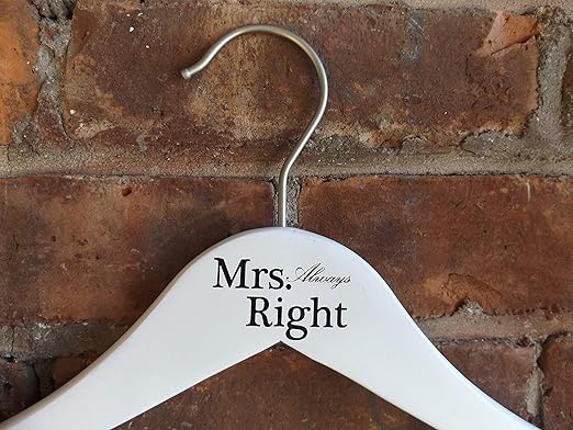 NAHANCO MRSAR20117 Bridal Hanger Set, Wooden Hangers Imprinted with Mr. Right and Mrs. Always Right, 17” (2 Piece Set)