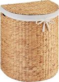 Best Choice Products Half Moon Laundry Hamper w/Lid, Woven Half Round Laundry Basket, w/Removable Liner & Bult-in Handles for Bathroom, Bedroom & Laundry Room - Natural