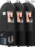 Garment Bag Travel Suit Storage: 63 Inch 3 Packs Fabric Breathable Zippered - Clothes Covers Carry Shoe Pockets Lightweight - Women Travel Wardrobe Protector Hanging Up Multiple