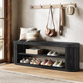 Tribesigns 47.2" Wooden Entryway Bench with 2-Tier Shoe Storage, Farmhouse Dining Bench with Adjustable Foot Pads, End of Bed Stool for Bedroom, Hallway, Living Room, Dining Room, Black