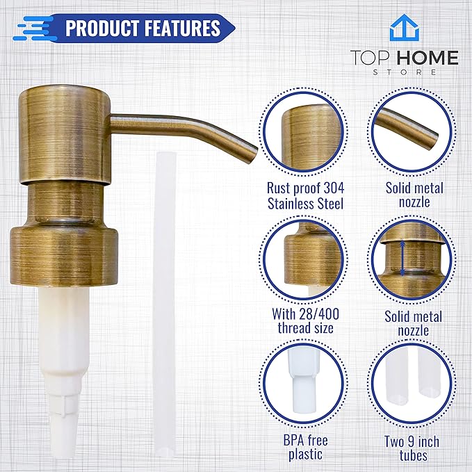 Bathroom Countertop Soap Dispensers (Bronze Brushed, 2 Pack)