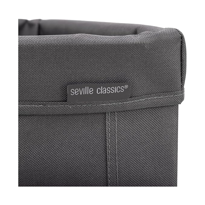 Seville Classics Large Commercial Heavy Duty Rolling Steel Frame Laundry Hamper Canvas Cart Bin, w/Wheels for Hotel, Home, Closet, Bedroom, Gray, Corner 17.7” D x 24.0” W