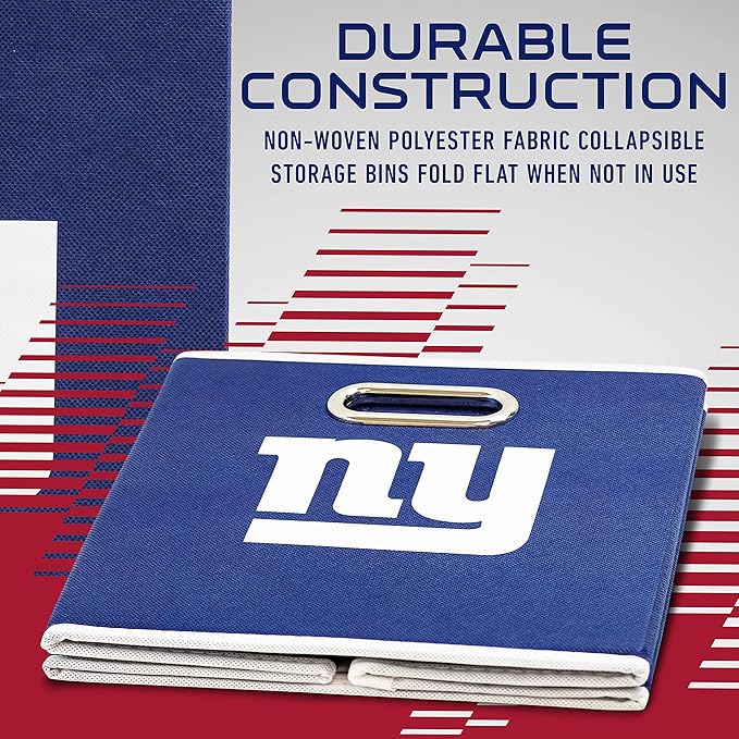 Franklin Sports NFL Storage Bins - Collapsible Cube Container + Basket - NFL Office, Bedroom + Living Room - 11"x11"