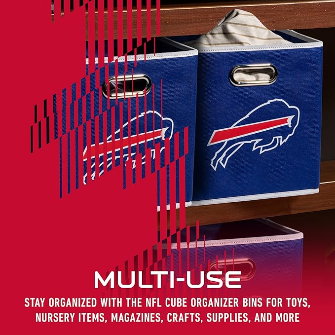 Franklin Sports NFL Storage Bins - Collapsible Cube Container + Basket - NFL Office, Bedroom + Living Room - 11"x11"