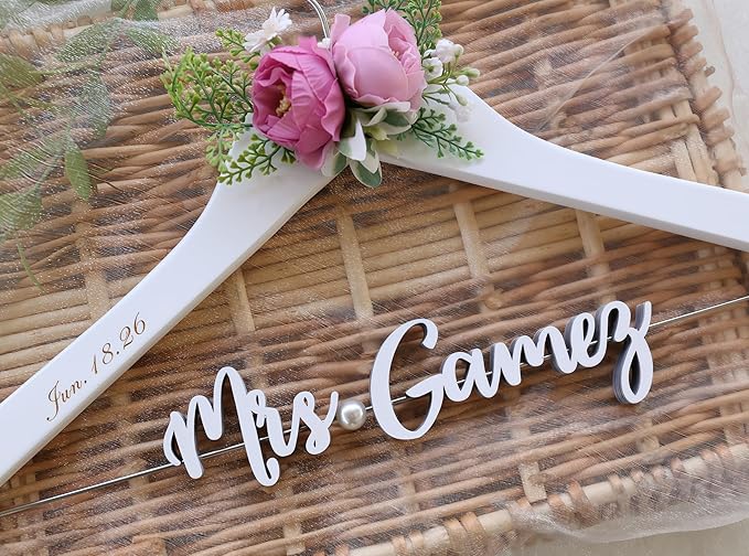 Custom Wedding Hanger with Bride Last Name & Date | Personalized Bridesmaid Gift Bridal Shower Gift