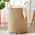 15Dx20H inches Jute Woven Hamper Laundry Basket Wicker Rope Clothes Hamper for Baby Nursery Kids Tall Rattan Blanket Basket in Living Room Bedroom 62L Large Capacity