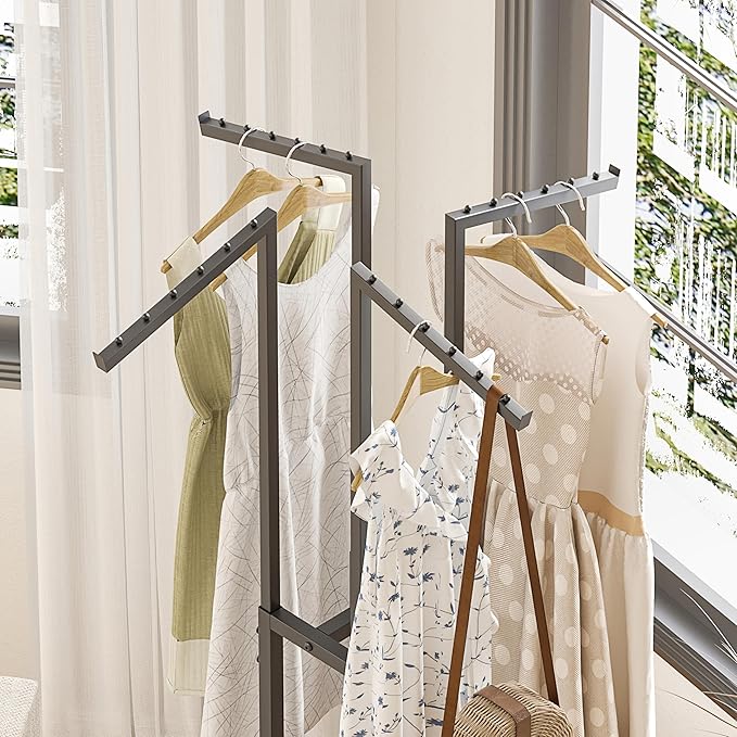 360° Rotating Clothing Rack, Heavy Duty Metal Garment Rack with 4 Adjustable Arms, Freestanding Commercial Grade Clothes Rack for Hanging Clothes, Space Saving Organizer for Bedroom, Retail Store