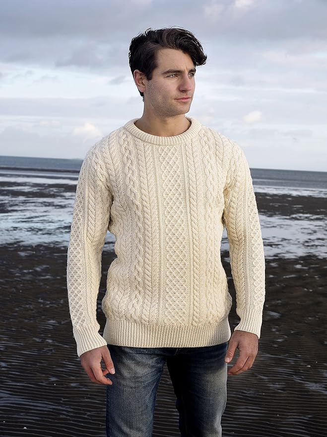 Aran Crafts Aran Crew Neck Sweater (100% Wool)