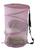 Collapsible Wire Mesh Laundry Hamper, Lightweight, Durable, Portable, Pink
