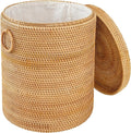 17.7"×15.7"×15.7" Rattan Laundry Basket With Handle, Rattan Laundry Hamper With Liner Bag, Round Wicker Large Hampers For Organizing Clothes Kids Toys Books