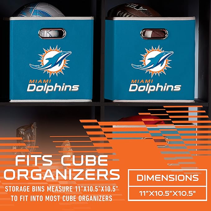 Franklin Sports NFL Storage Bins - Collapsible Cube Container + Basket - NFL Office, Bedroom + Living Room - 11"x11"