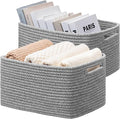 UBBCARE 2 Pack Storage Baskets for Shelves, Baskets for Organizing, Cube Shelf Storage Bin with Handles, Woven Storage Basket, 13"L x 9"W x 7.5"H, Grey