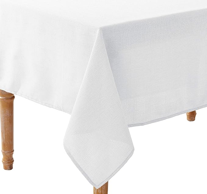 Euro Linen Vintage Design Tablecloth - 68" x 108" - in White
