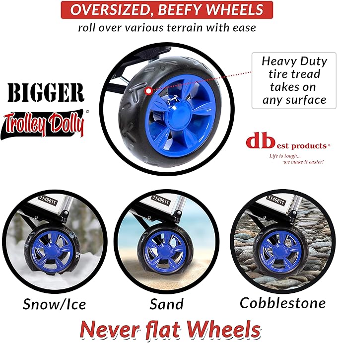 dbest products Bigger Trolley Dolly, Blue Shopping Grocery Foldable Cart