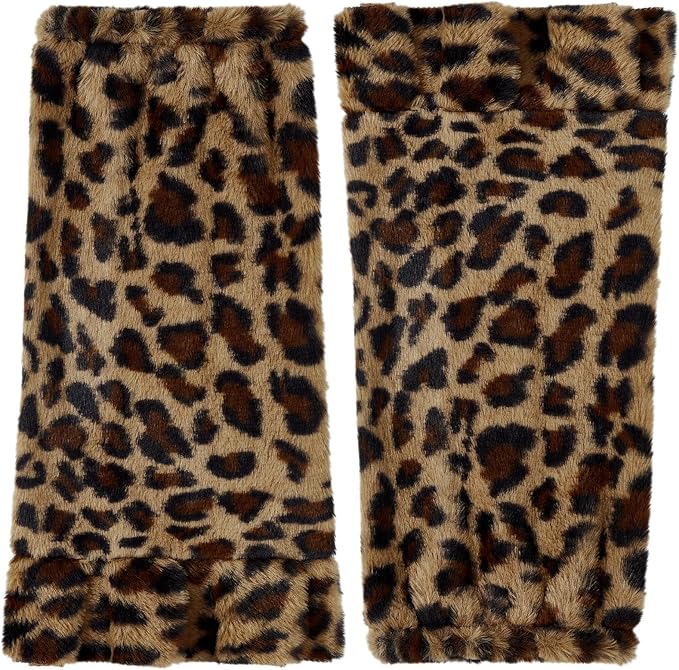 Zando Furry Faux Fur Leg Warmers for Women - Soft Fluffy Legwarmer Winter Boot Cuffs Covers for Daily Halloween Santa Costume