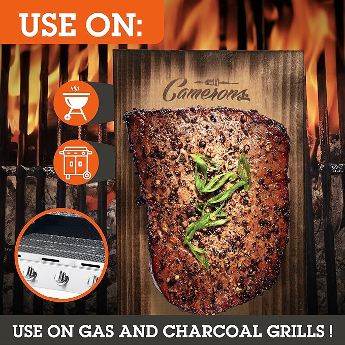 Camerons Cedar Grilling Planks - 8 Pack (5.5"x11.5") - Premium Natural Cedar Wood - Easily Infuse Smoky Flavor into BBQ Salmon, Fish, Meat, Veggies, and More - Sourced in the USA - Grilling Gift Idea