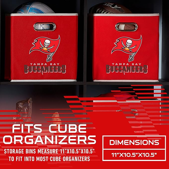 Franklin Sports NFL Storage Bins - Collapsible Cube Container + Basket - NFL Office, Bedroom + Living Room - 11"x11"