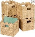 Best Choice Products 12 x 12in Scalloped Hyacinth Baskets, Rustic Set Of 5 Multipurpose Collapsible Storage Organizer, Handwoven Laundry Totes for Bedroom, Living Room, Shelves – Natural