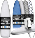 Home Intuition Extra Thick Ironing Board Cover and Pad Iron Scorch Resistant with Hook and Loop Secure Fastener and Elastic Edge,15x54, Standard Size Coated Thick Padding, Grey