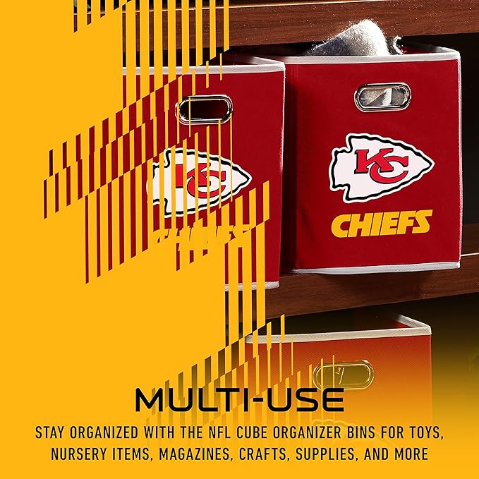 Franklin Sports NFL Storage Bins - Collapsible Cube Container + Basket - NFL Office, Bedroom + Living Room - 11"x11"