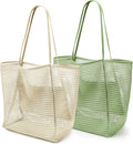 KALIDI BeachNylon Mesh Tote Bag, Casual Tote Bag Hobo Women Foldable MAX 23L Shoulder Bag For Beach Picnic Vacation