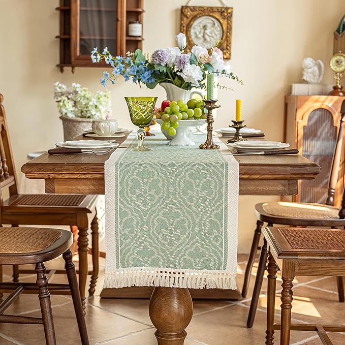 Table Runners 83 Inches,Waterproof Boho Table Runner with Tassel Fringe,Table Runner for Party Coffee Table