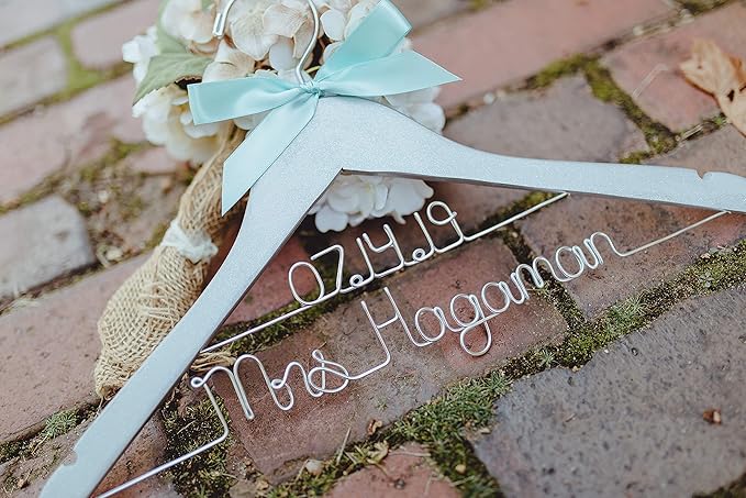 Glitter Gold, Silver Bridal Hanger, Personalized Bride Mrs Hanger