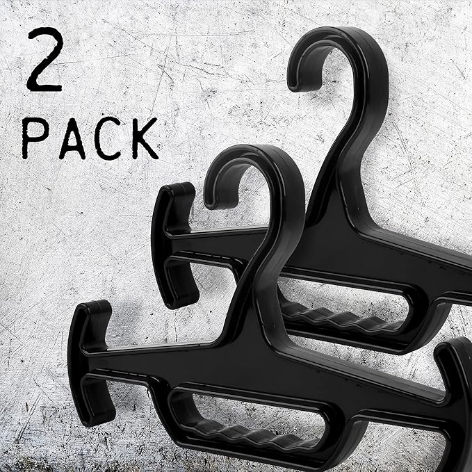 Impresa Tactical Gear Hangers - 2 Pack, Black Resin - Plastic Vest Hangers for Bulletproof Vest & Police Gear, Anti-Slip & Reversible Handle