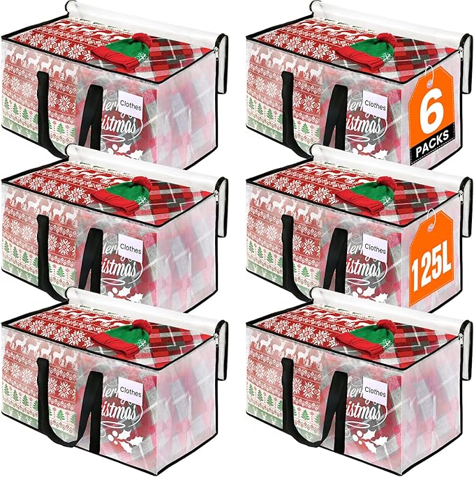 Clear Heavy Duty Extra Large Moving Bags, Reinforced Handle and Double Zipper Storage Bags for Packing Essentials (6 Packs)
