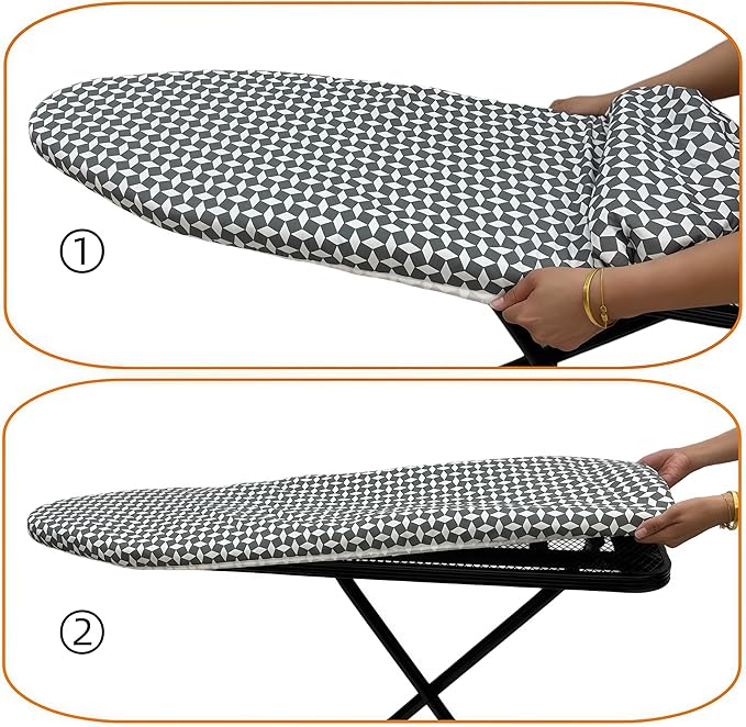 Ironing Board Cover and Pad, Sewn-in Thick Feltpads, Elastic Edge,12"x36"Scorch & Stain-Resistant Replacement Ironing Board Cover, Fits Standard Ironing Boards, Durability & Easy to Install