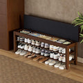 Shoe Rack Bench with Flip-Top Storage, Solid Wood Entryway Bench with Cushion, Adjustable Shelf, for Hallway, Mudroom, Closet – Walnut, 47.2"