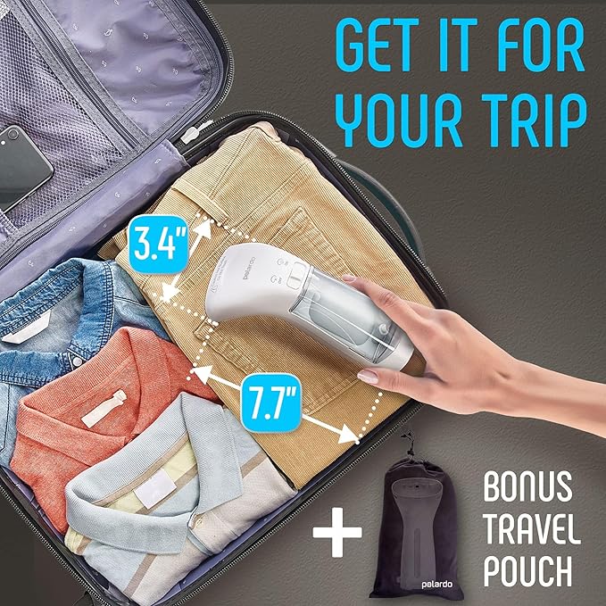 Portable Travel Garment Steamer for Clothes, Metal Steam Head, 25s Heat Up, Pump System, Mini Size, Handheld Steamer for Any Fabrics, No Water Spitting, 120V