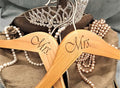 NAHANCO MRSMRS20017ENG Same Sex, LGBT, Gay Pride Hanger Set, Natural Wood Hangers Engraved with (Mrs. and Mrs.), 17” (2-Piece Set)