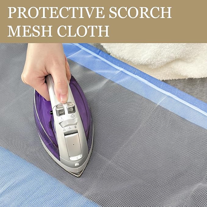 Ironing Board Cover and Pad, 15 x 54 Inch Standard Size, Extra Thick Padding, Silicone Coated Surface, Scorch and Stain Resistant, Elastic Edges, Adjustable Fastener. (Blue, 15＂× 54＂)