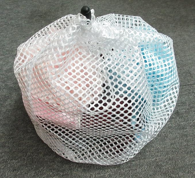 Drawstring Lingerie Laundry Wash bags Set for Delicates, Garments, Blouse, Sweaters, Bras, and Quilts, Set of 3, Include 3 different Type of size (Coarse hole)
