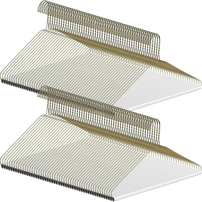 200 Pcs Dry Cleaner Hangers with Tubes - 16" Wire Hangers Bulk for Pants Caped Suit & Strut Home or Dry Cleaners (Gold)