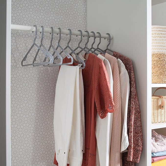 Simplify Granite Look Design 10 Pack Hangers | Closet Organization | Clothes | Shirt | Durable Plastic | Grey