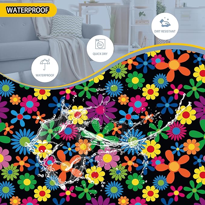 Color Hippie Flowers Laundry Basket Folk Art Flowers Foldable Oxford Cloth Funny Tote Bag Laundry Hamper Clothes Storage Bucket Toy Organizer For Bathroom/Laundry/Bedroom 18.9x16.5 In
