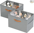 2 Pack Shoe Organizer for Closet,Foldable Shoe Storage Organizer with Adjustable Dividers, Shoe Storage Box with Clear Cover, Fits up to 16 Pairs, Gray